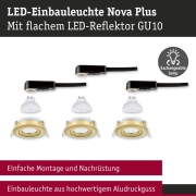 LED Einbauleuchte Nova Plus GU10 Flat IP65 93mm 3x4,9W 3x550lm 230V dimmbar 2700K Gold matt