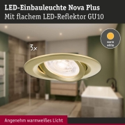 LED Einbauleuchte Nova Plus GU10 Flat IP65 93mm 3x4,9W 3x550lm 230V dimmbar 2700K Gold matt
