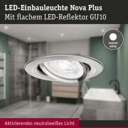 LED Einbauleuchte Nova Plus GU10 Flat IP65 93mm 4,9W 550lm 230V dimmbar 4000K Eisen gebürstet
