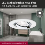 LED Einbauleuchte Nova Plus GU10 Flat IP65 93mm 4,9W 550lm 230V dimmbar 4000K Weiß matt#Chrom