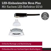 LED Einbauleuchte Nova Plus GU10 Flat IP65 93mm 4,9W 550lm 230V dimmbar 4000K Weiß matt#Chrom