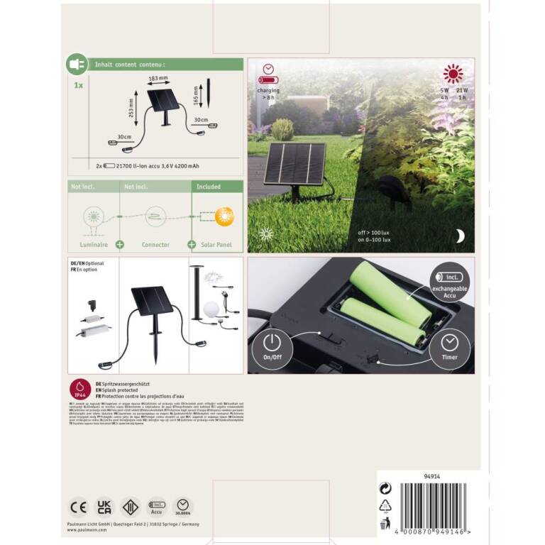 Paulmann Plug & Shine Solarpanel IP44 24V max. 21W Anthrazit