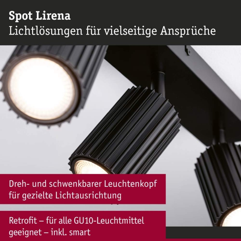 Paulmann Spotlight Lirena GU10 max. 3x10W Schwarz matt Metall