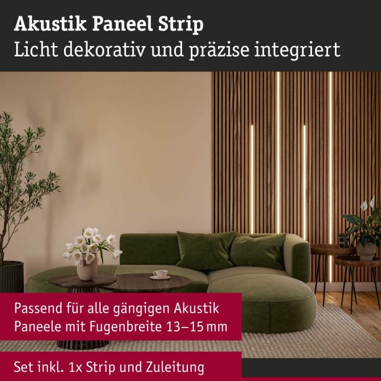 Paulmann LED Strip Akkustik Paneel Basisset 2,4m 3000K Schwarz
