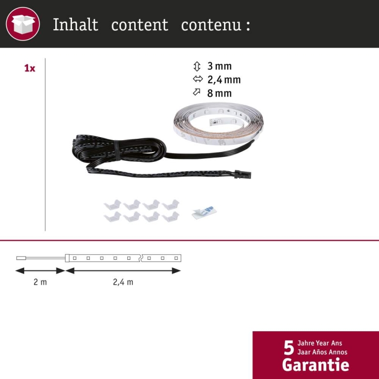 Paulmann LED Strip Akkustik Paneel Erweiterung 2,4m RGB Schwarz
