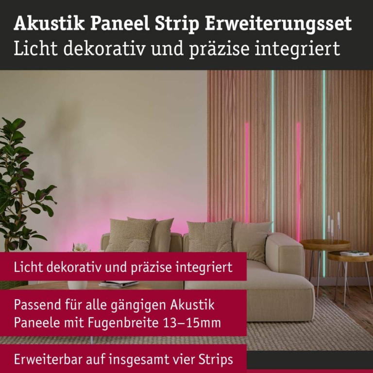 Paulmann LED Strip Akkustik Paneel Erweiterung 2,4m RGB Schwarz