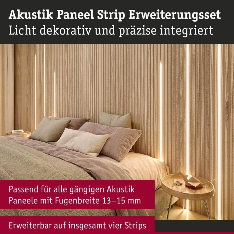 Paulmann LED Strip Akkustik Paneel Erweiterung Erweiterung 2,4m 3000K Schwarz