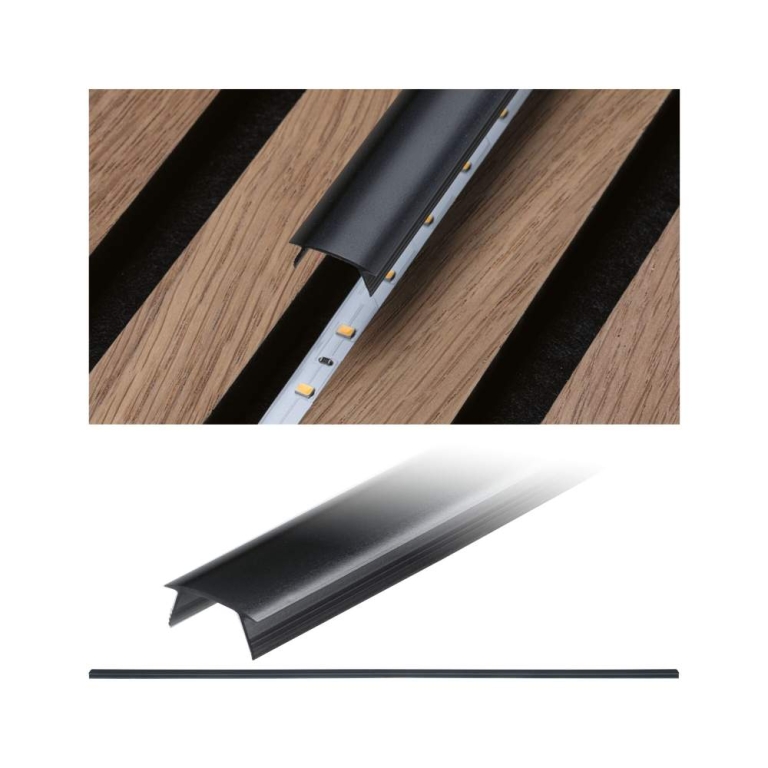 Paulmann LED Strip Aufbauprofil Diffusor 0,8m Kunststoff Schwarz