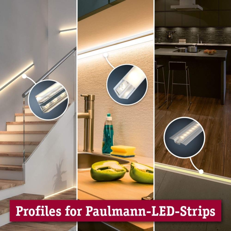 Paulmann LED Strip Aufbauprofil Diffusor 0,8m Kunststoff Schwarz