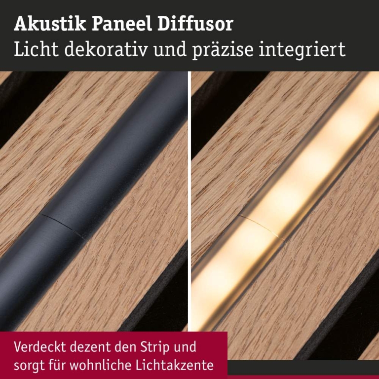 Paulmann LED Strip Aufbauprofil Diffusor 0,8m Kunststoff Schwarz