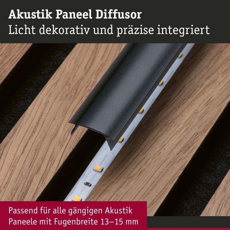 Paulmann LED Strip Aufbauprofil Diffusor 0,8m Kunststoff Schwarz