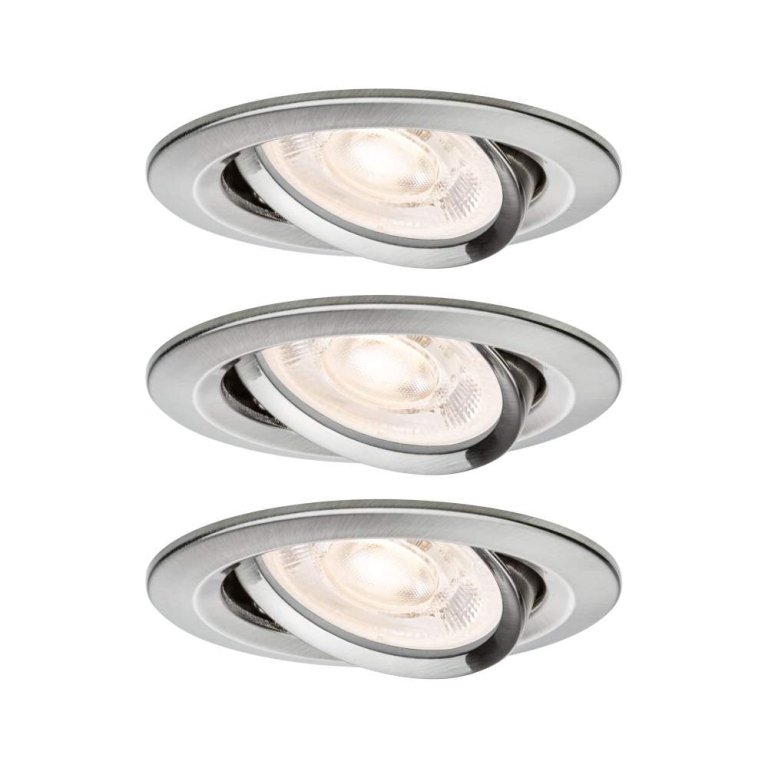 Paulmann LED Einbauleuchte 3-Step-Dim Nova GU10 Flat schwenkbar 3x4,9W 3x550lm 230V dimmbar 2700K Eisen gebürstet
