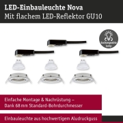 LED Einbauleuchte 3-Step-Dim Nova GU10 Flat schwenkbar 3x4,9W 3x550lm 230V dimmbar 2700K Eisen gebürstet