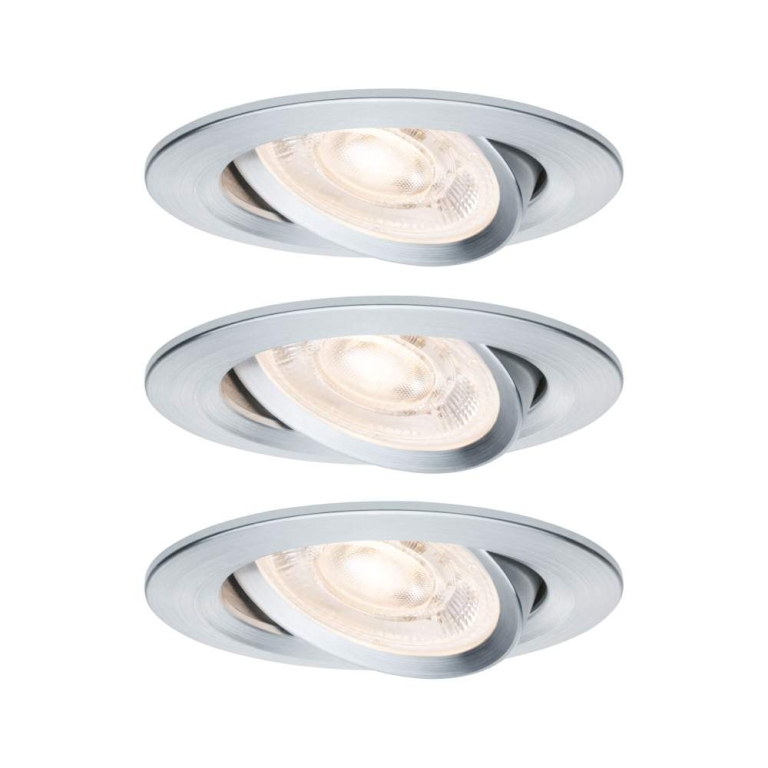Paulmann LED Einbauleuchte 3-Step-Dim Nova GU10 Flat schwenkbar 3x4,9W 3x550lm 230V dimmbar 2700K Alu gedreht