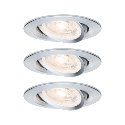 Paulmann LED Einbauleuchte 3-Step-Dim Nova GU10 Flat schwenkbar 3x4,9W 3x550lm 230V dimmbar 2700K Alu gedreht