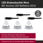 LED Einbauleuchte 3-Step-Dim Nova GU10 Flat schwenkbar 3x4,9W 3x550lm 230V dimmbar 2700K Alu gedreht