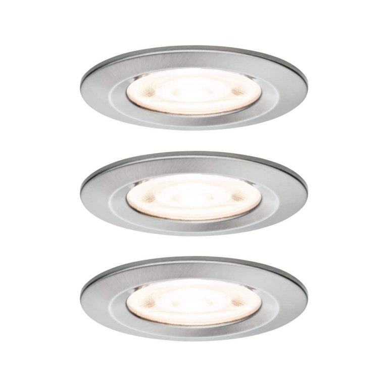 Paulmann LED Einbauleuchte 3-Step-Dim Nova GU10 Flat starr IP44 3x4,9W 3x550lm 230V dimmbar 2700K Eisen gebürstet