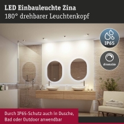 LED Einbauleuchte Zina IP65 5W / 8W 685lm / 0lm 230V dimmbar 2700 - 4000K Eisen gebürstet