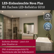 LED Einbauleuchte Nova Plus GU10 Flat IP65 93mm 3x4,9W 3x550lm 230V dimmbar 2700K Eisen gebürstet