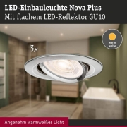 LED Einbauleuchte Nova Plus GU10 Flat IP65 93mm 3x4,9W 3x550lm 230V dimmbar 2700K Eisen gebürstet