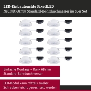 LED Einbauleuchte FixedLED 10er-Set schwenkbar 25° 10x4,8W 10x440lm 230V  3000K Weiß