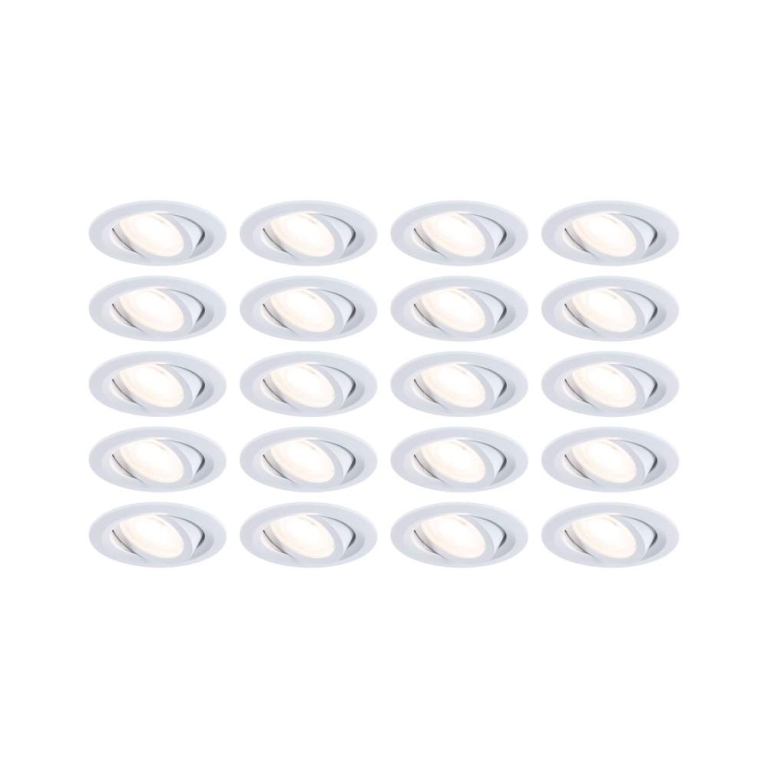 Paulmann LED Einbauleuchte FixedLED 20er-Set schwenkbar 25° 20x4,8W 20x460lm 230V  3000K Weiß