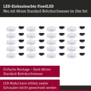 LED Einbauleuchte FixedLED 20er-Set schwenkbar 25° 20x4,8W 20x460lm 230V  3000K Weiß