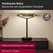 LED Tischleuchte 3-Step-Dim Melira 2700K 580lm 10W Schwarz matt, Gold