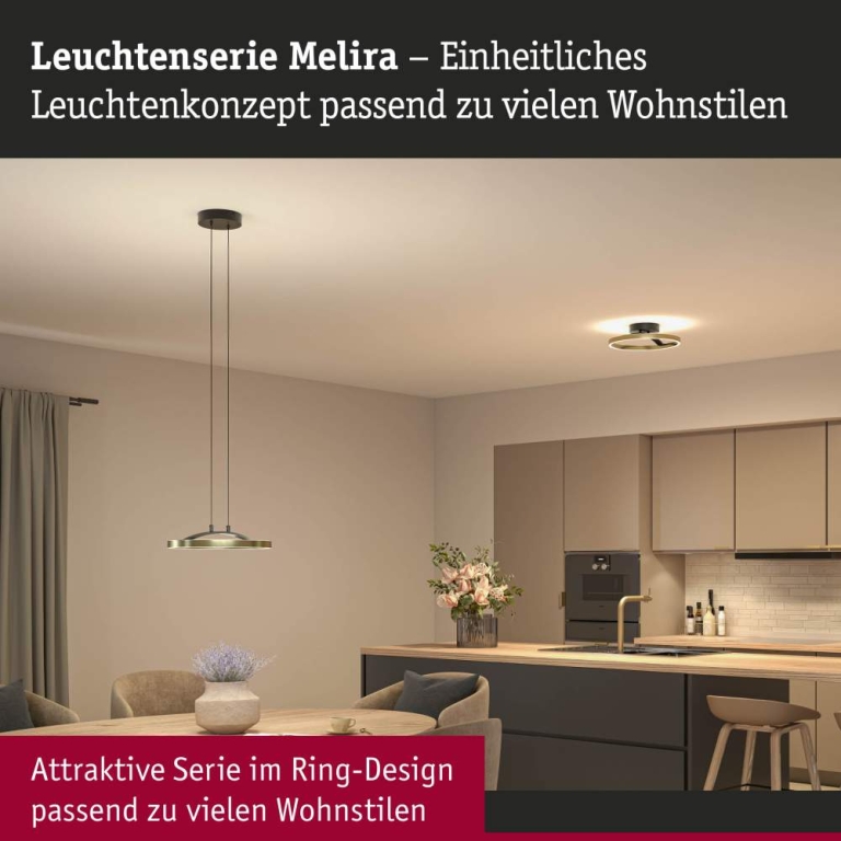 Paulmann LED Deckenleuchte 3-Step-Dim Melira 2700K 1690lm 230V 24W  Schwarz matt, Gold