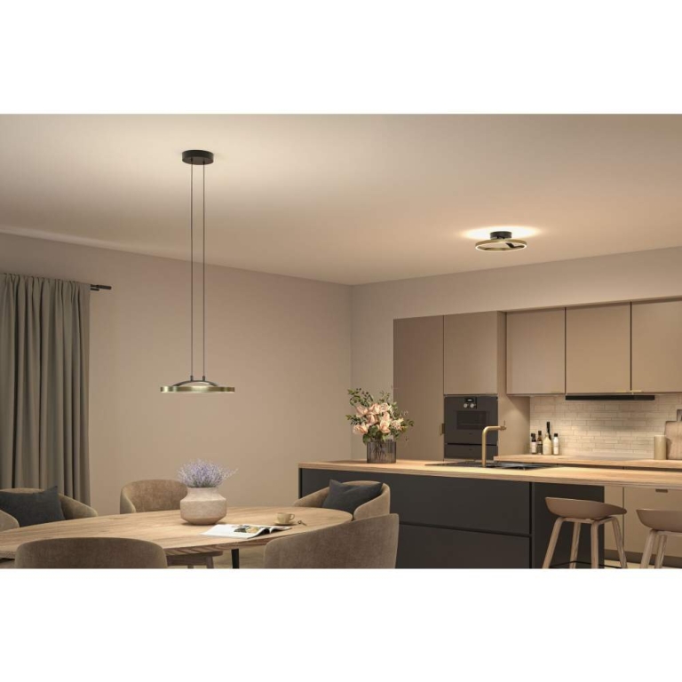 Paulmann LED Pendelleuchte 3-Step-Dim Melira 2700K 1690lm 24W Schwarz matt, Gold