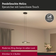 LED Pendelleuchte 3-Step-Dim Melira 2700K 1690lm 24W Schwarz matt, Gold