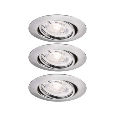 Paulmann LED Einbauleuchte Base GU10 Flat schwenkbar 3x4W 3x400lm 230V  2700K Eisen gebürstet