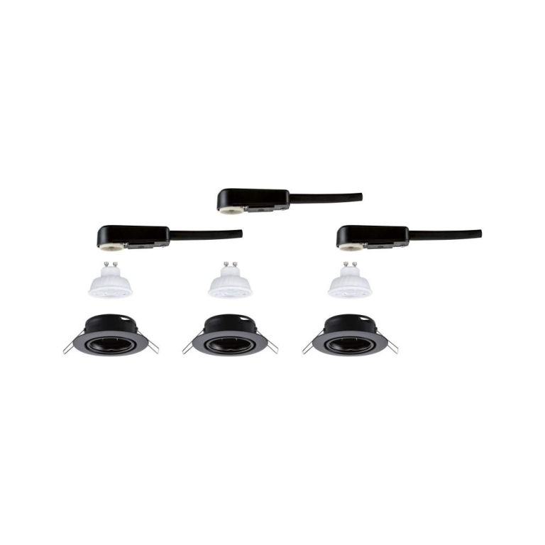 Paulmann LED Einbauleuchte Base GU10 Flat schwenkbar 3x4W 3x400lm 230V  2700K Schwarz matt