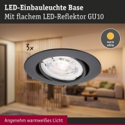 LED Einbauleuchte Base GU10 Flat schwenkbar 3x4W 3x400lm 230V  2700K Schwarz matt