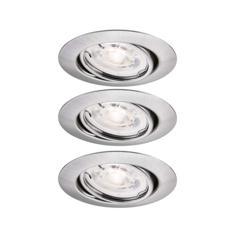 Paulmann LED Einbauleuchte Base GU10 Flat schwenkbar 3x4,9W 3x550lm 230V dimmbar 2700K Eisen gebürstet
