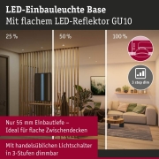 LED Einbauleuchte Base GU10 Flat schwenkbar 3x4,9W 3x550lm 230V dimmbar 2700K Eisen gebürstet