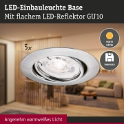 LED Einbauleuchte Base GU10 Flat schwenkbar 3x4,9W 3x550lm 230V dimmbar 2700K Eisen gebürstet