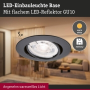LED Einbauleuchte Base GU10 Flat schwenkbar 3x4,9W 3x550lm 230V dimmbar 2700K Schwarz matt