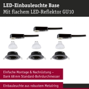 LED Einbauleuchte Base GU10 Flat schwenkbar 3x4,9W 3x550lm 230V dimmbar 2700K Schwarz matt