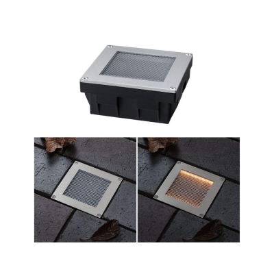 Paulmann Solar LED Bodeneinbauleuchte Sorea Dämmerungssensor IP67 eckig 100x100mm 2200K 0,1W 5lm 3,7V Eisen gebürstet ABS, Polycarbonat, Edelstahl