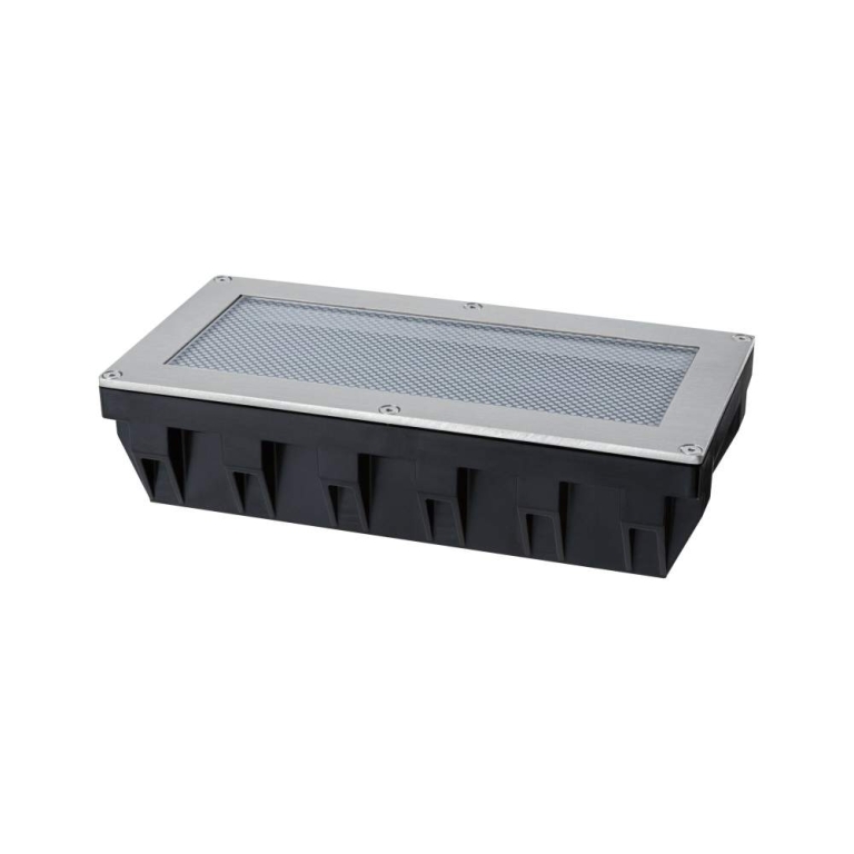 Paulmann Solar LED Bodeneinbauleuchte Sorea Dämmerungssensor IP67 eckig 200x100mm 3000K 0,3W 16lm 3,7V Eisen gebürstet ABS, Polycarbonat, Edelstahl