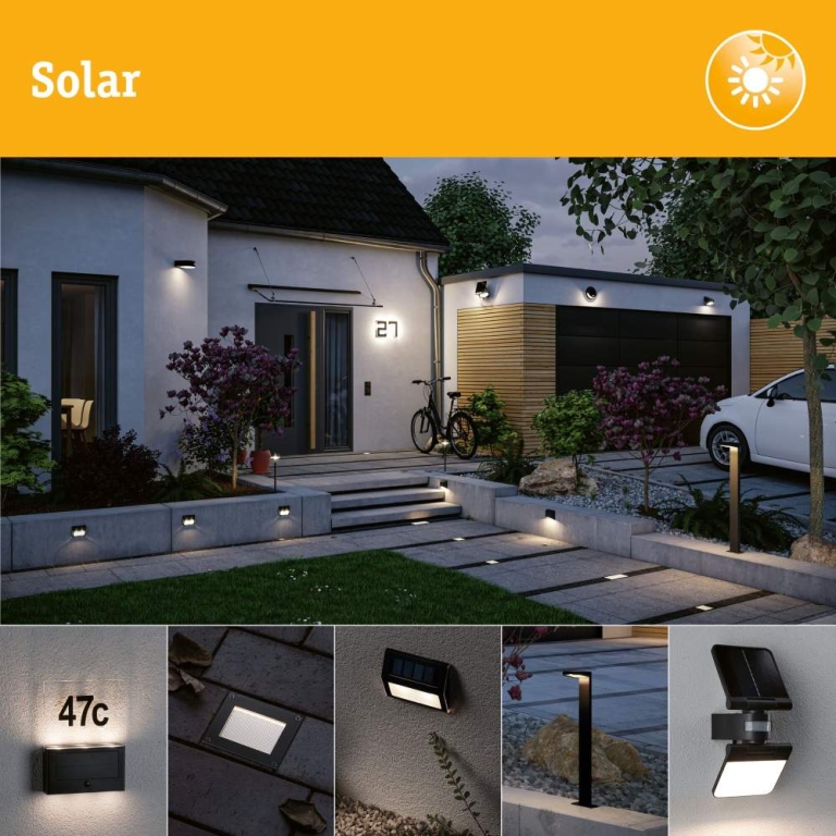 Paulmann Solar LED Bodeneinbauleuchte Sorea Dämmerungssensor IP67 eckig 200x100mm 3000K 0,3W 16lm 3,7V Eisen gebürstet ABS, Polycarbonat, Edelstahl
