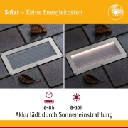 Solar LED Bodeneinbauleuchte Sorea Dämmerungssensor IP67 eckig 200x100mm 3000K 0,3W 16lm 3,7V Eisen gebürstet ABS, Polycarbonat, Edelstahl