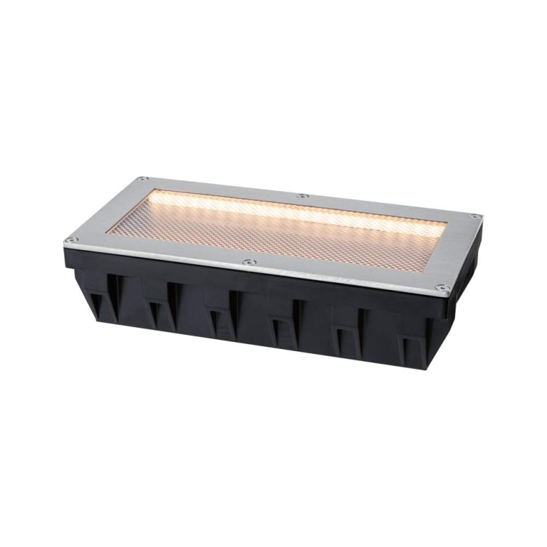 Paulmann Solar LED Bodeneinbauleuchte Sorea Dämmerungssensor IP67 eckig 200x100mm 2200K 0,3W 14lm 3,7V Eisen gebürstet ABS, Polycarbonat, Edelstahl