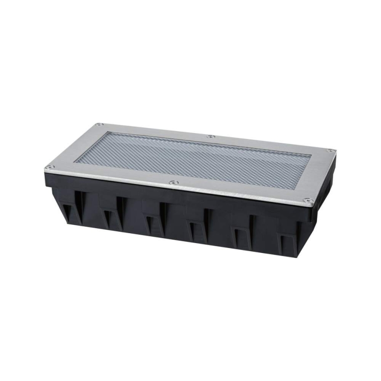 Paulmann Solar LED Bodeneinbauleuchte Sorea Dämmerungssensor IP67 eckig 200x100mm 2200K 0,3W 14lm 3,7V Eisen gebürstet ABS, Polycarbonat, Edelstahl