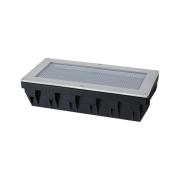Solar LED Bodeneinbauleuchte Sorea Dämmerungssensor IP67 eckig 200x100mm 2200K 0,3W 14lm 3,7V Eisen gebürstet ABS, Polycarbonat, Edelstahl