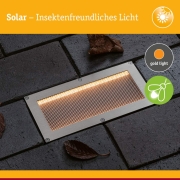 Solar LED Bodeneinbauleuchte Sorea Dämmerungssensor IP67 eckig 200x100mm 2200K 0,3W 14lm 3,7V Eisen gebürstet ABS, Polycarbonat, Edelstahl