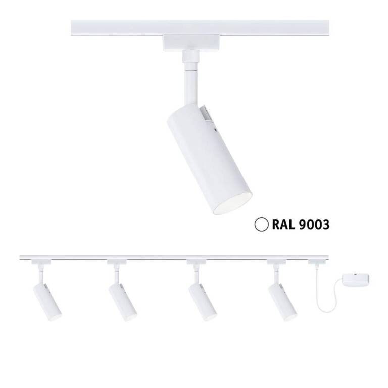 Paulmann URail Schienenspot Tubo Starterset  4x150lm 4x4W 3000K dimmbar 230V Signalweiß