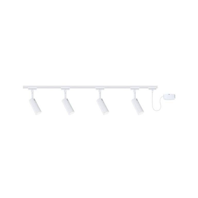 Paulmann URail Tubo Starterset Komplettset signalweiß mit 4 Spots 4W + Kabeleinspeisung