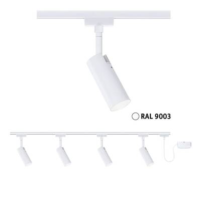 Paulmann URail Schienenspot Tubo Starterset  4x150lm 4x4W 3000K dimmbar 230V Signalweiß